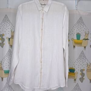 Earth Friendly Linen White Romantic Beach Wedding Button Shirt Size XL